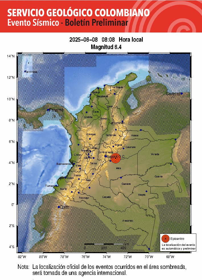Fuerte sismo de magnitud 6.5 sacude el centro del país; fue sentido en el Oriente antioqueño