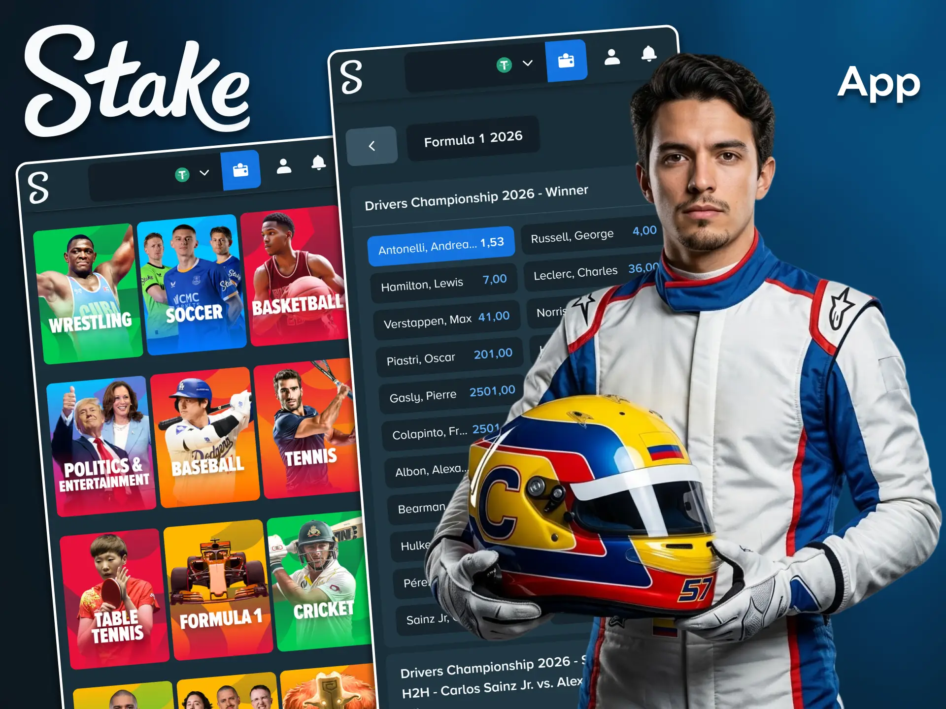 Vive la emoción de la velocidad apostando en la F1 a través de la aplicación de Stake.