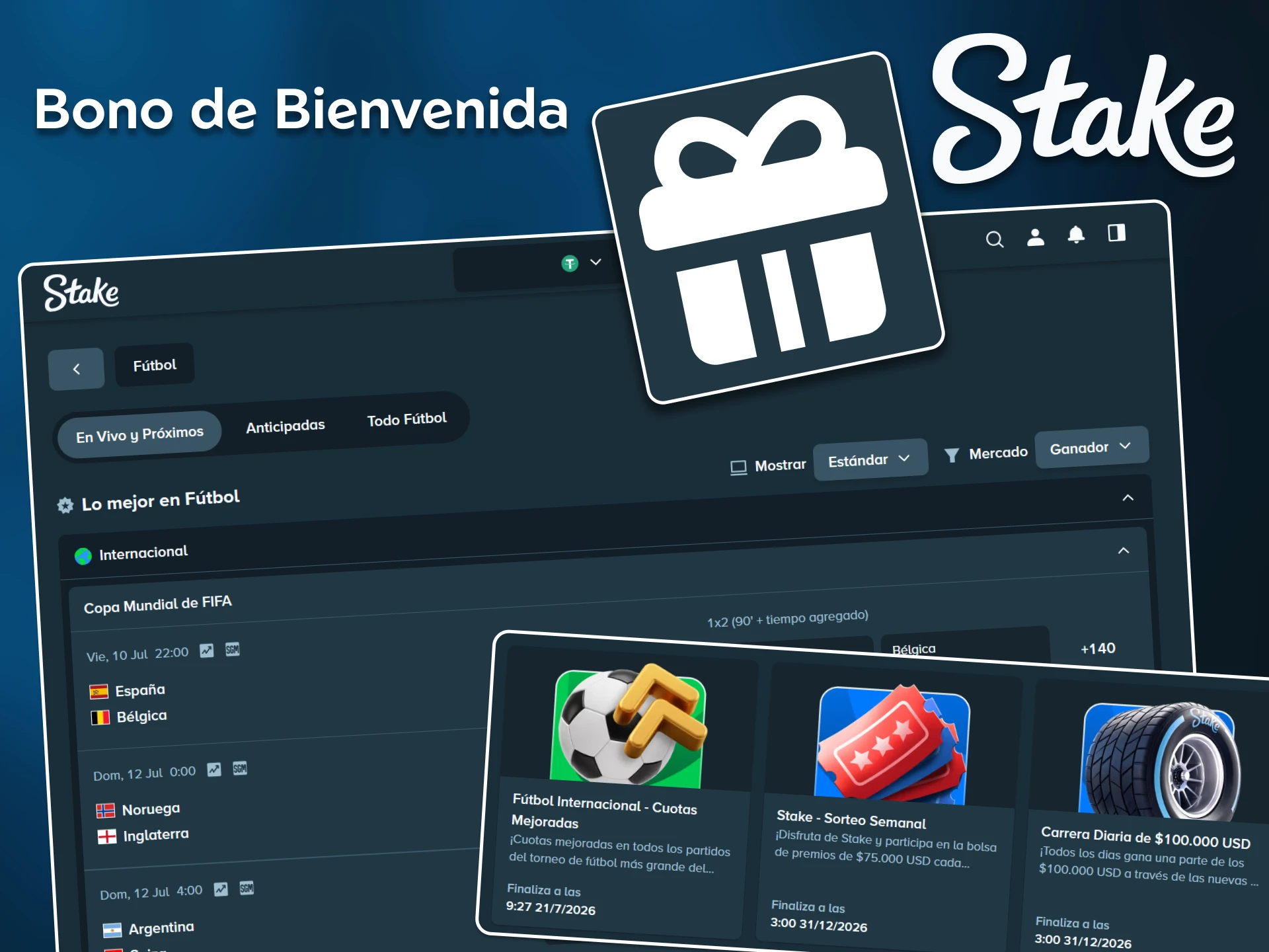 Activa hoy tu bono de bienvenida de Stake para apuestas de fútbol en Colombia.