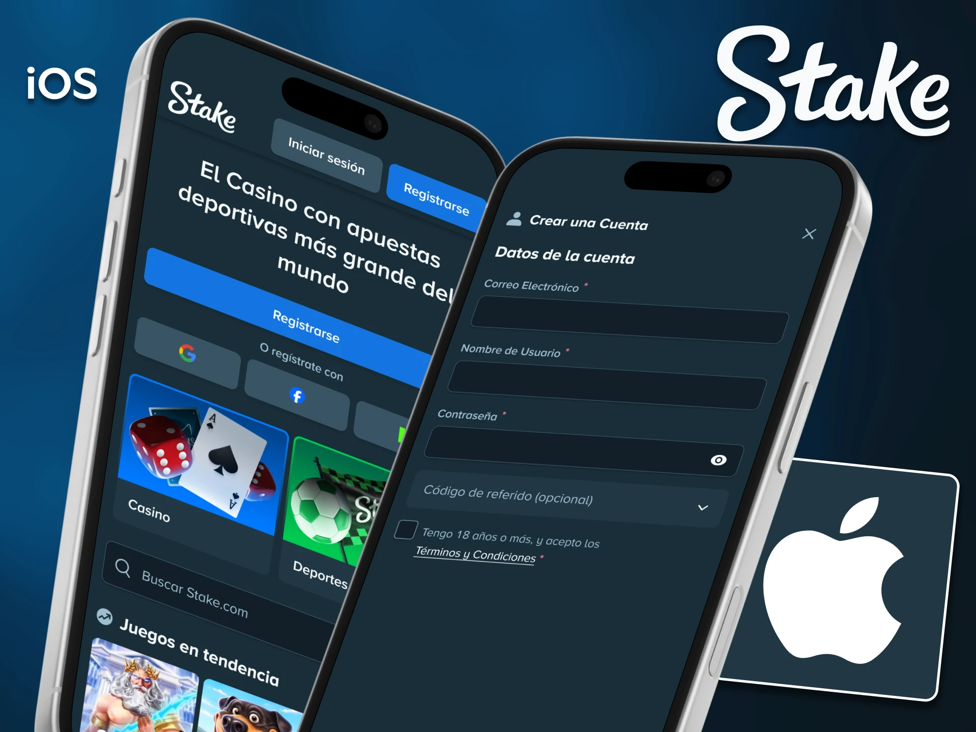 Accede directamente desde tu pantalla de inicio al instalar la aplicación de Stake en iOS.