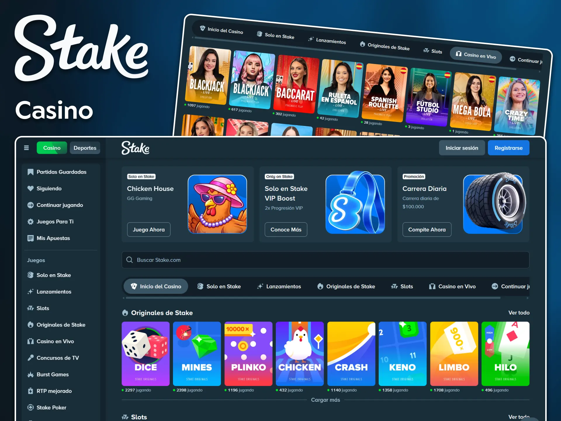 Juega a las mejores tragamonedas y mesas virtuales en Stake Casino.