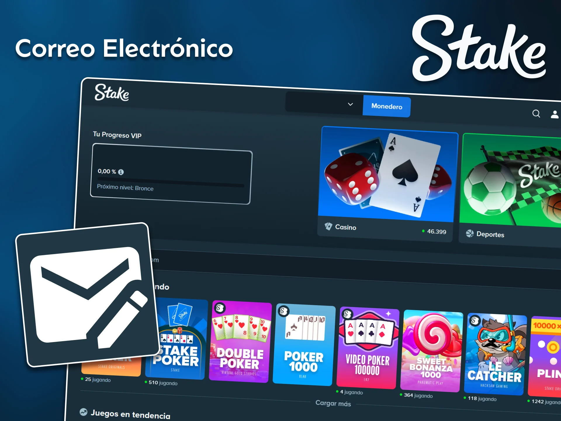 Envíe sus documentos y consultas complejas al soporte por correo electrónico de Stake.